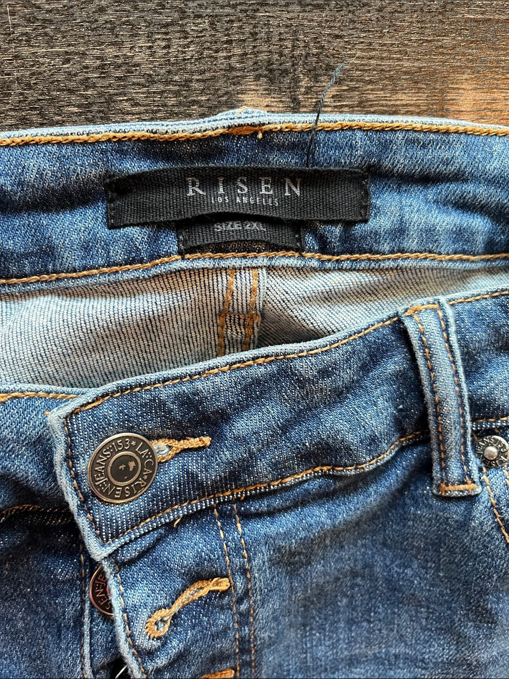 Women’s Risen Blue Button-Fly Jeans - Picture 2 of 5